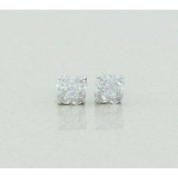 Sterling Silver White CZ Earrings Stud Post Earrings Sparkly and Pretty - Picture 1 of 8
